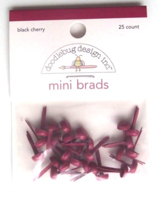 Doodlebug Designs Mini Brads Black Cherry 25 Ct, NEW