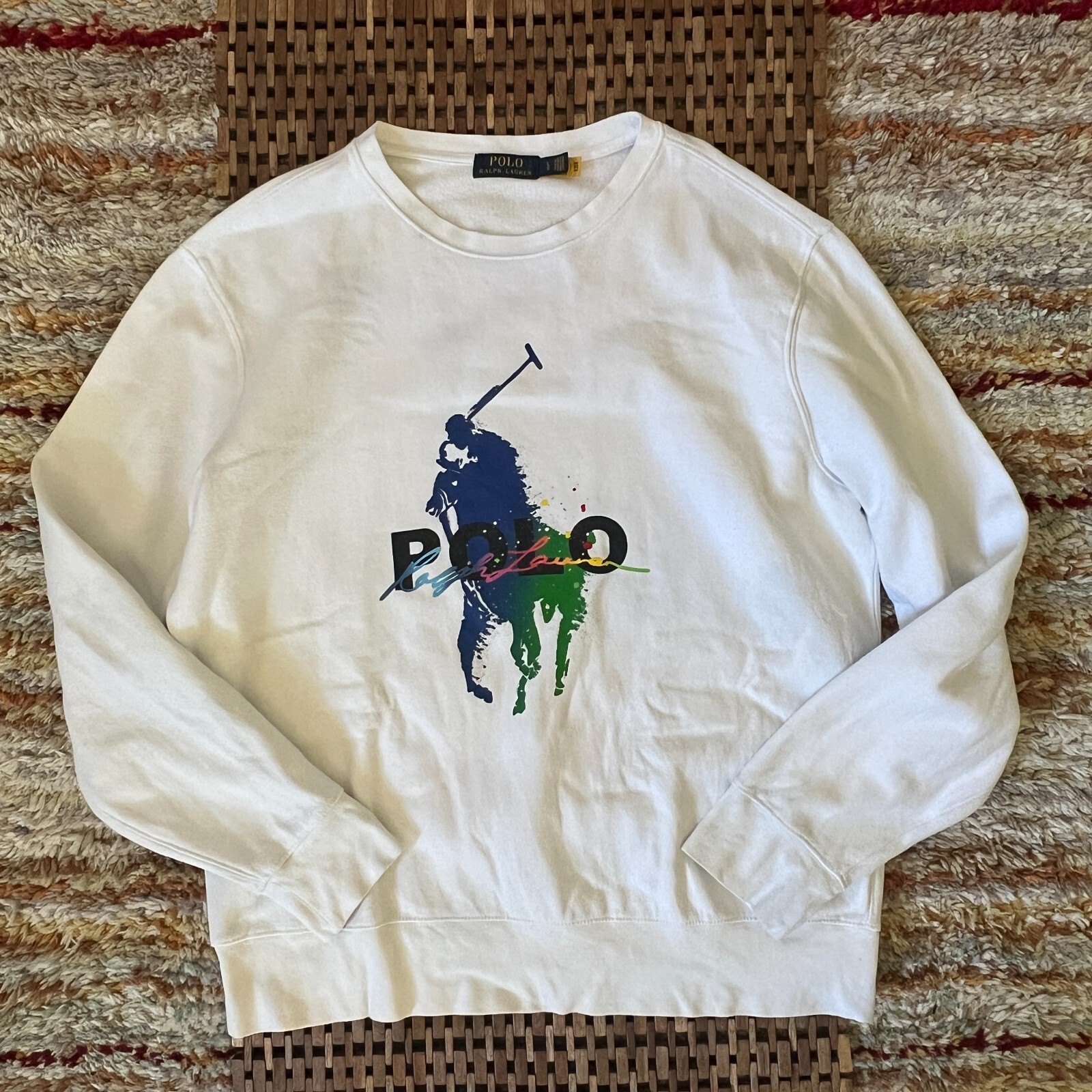 Polo Ralph Lauren Neon Big Pony Spell Out Felpa Girocollo Uomo Taglia Large