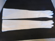 DESIGNER LADIES WHITE NYLON DRESS GLOVES UNLINED SIZE 6.5
