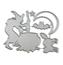 Halloween WITCH BREWING Bat Cat Crescent Moon Metal Cutting Die For Card Making