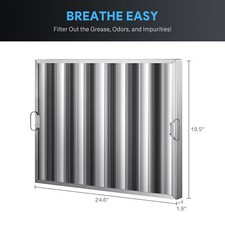 6Pcs 20"x25" Commercial Range Hood Filter Exhaust Hood Filters 6-Grooves Baffles