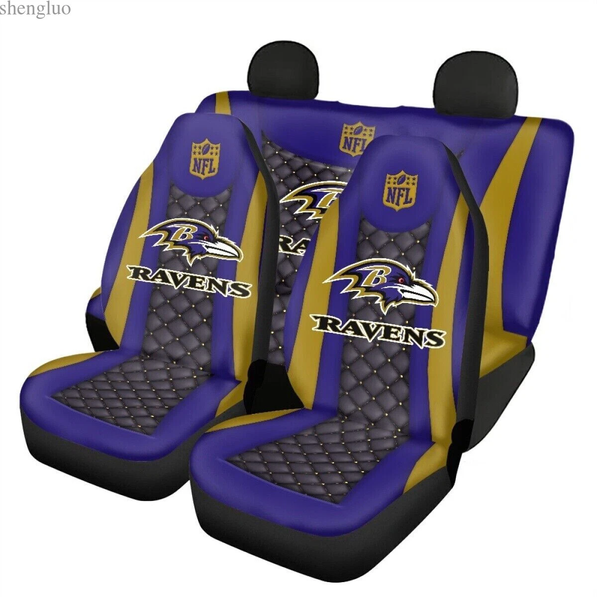 Baltimore Ravens Car Seat Cover Set 5 Seater Pickup Truck Seat