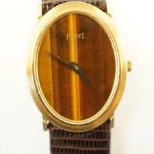 Vintage Piaget 18k Gold with Tiger Eye Dial 25mm - Free Shipping USA