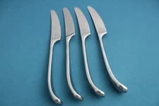 4 Dinner Knives Solid Dansk TORUN Curved Handle Stainless Japan 8 5/8"