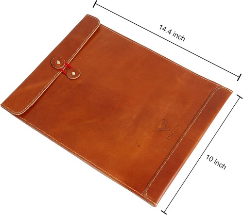 Vintage Leather Document Envelope - Stylish Organizer for A4 Size Papers 12.5" - Picture 7 of 7