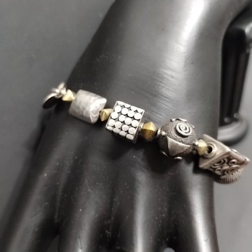 VTG Sterling Silver 925 Embossed Bali Beaded Bracelet 8" Texture Signed DD 32g - Picture 15 of 18