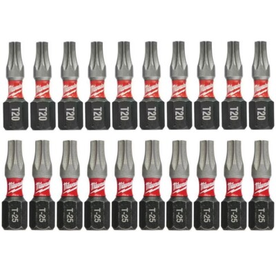 T20 T25 Torx Milwaukee Shockwave Impact Duty 20 Bit Set 1 inch Screw Driver Bits