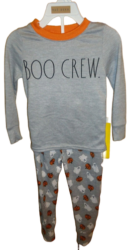 Rae Dunn Sz 4 Pajama Set Halloween Unisex BOO CREW Top Pumpkins Ghosts Pants NWT - Picture 9 of 16