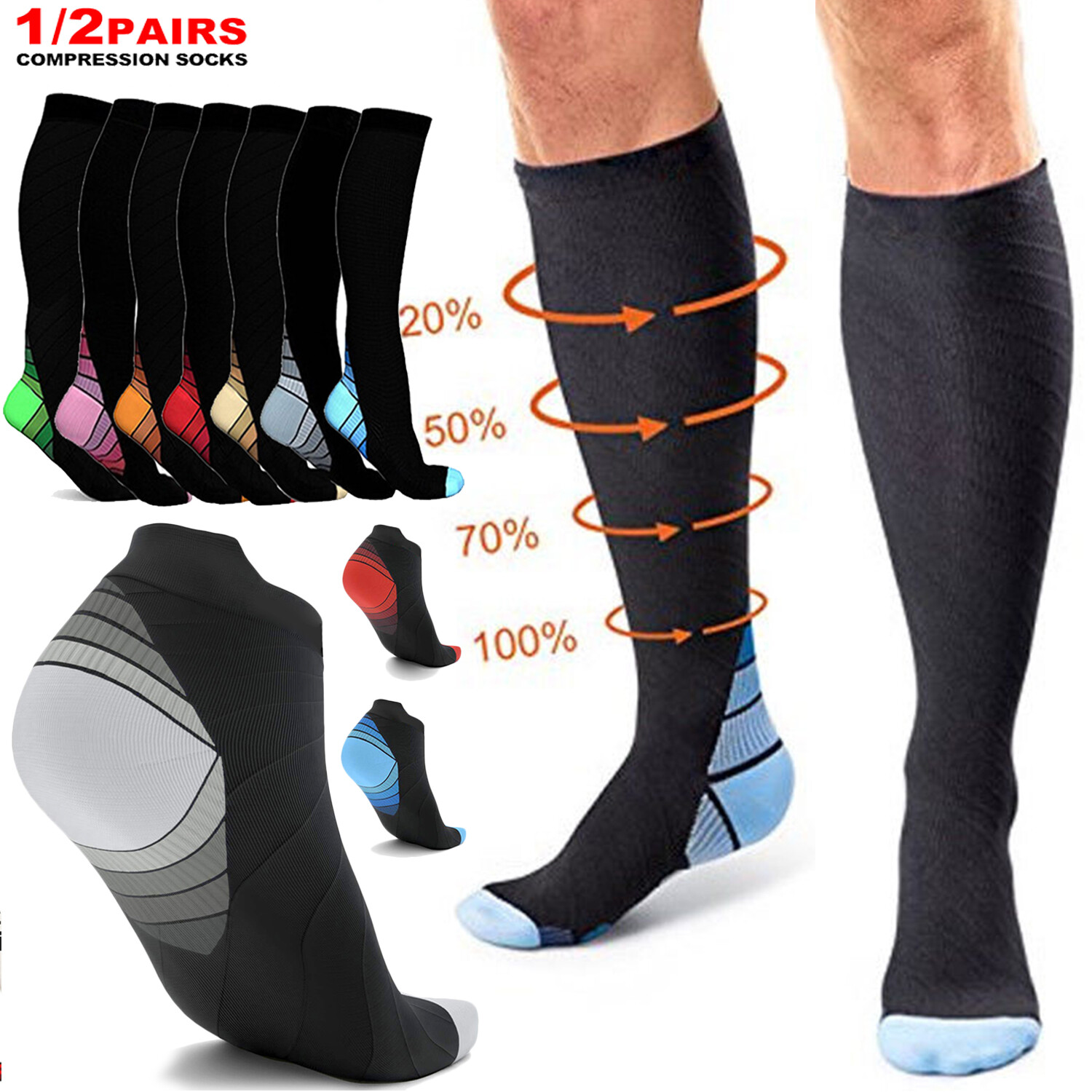 Compression Socks for Plantar Fasciitis Pain Relief & Ankle Support-image