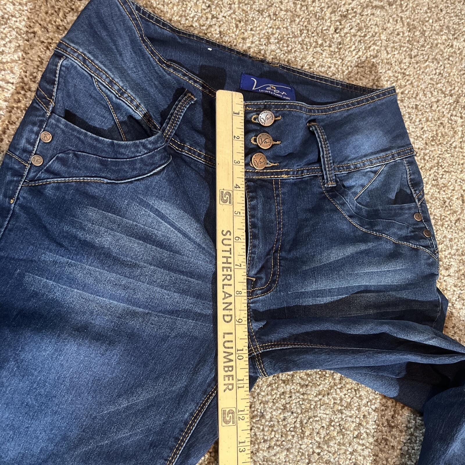 Vior Levanta Pompis Jeans Size 9 Dark Blue Hi-Rise Stretch Denim Jeans - View 5