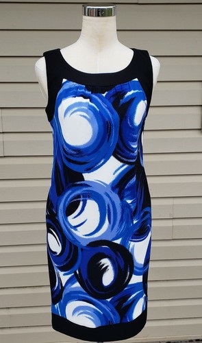 Dress Size 4 NWOT Blue Black White by AB Studio Watercolor Blue Black