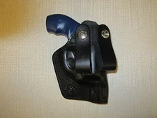 S&W j frame,light weight, ultra light.  IWB, double snaps, right hand holster
