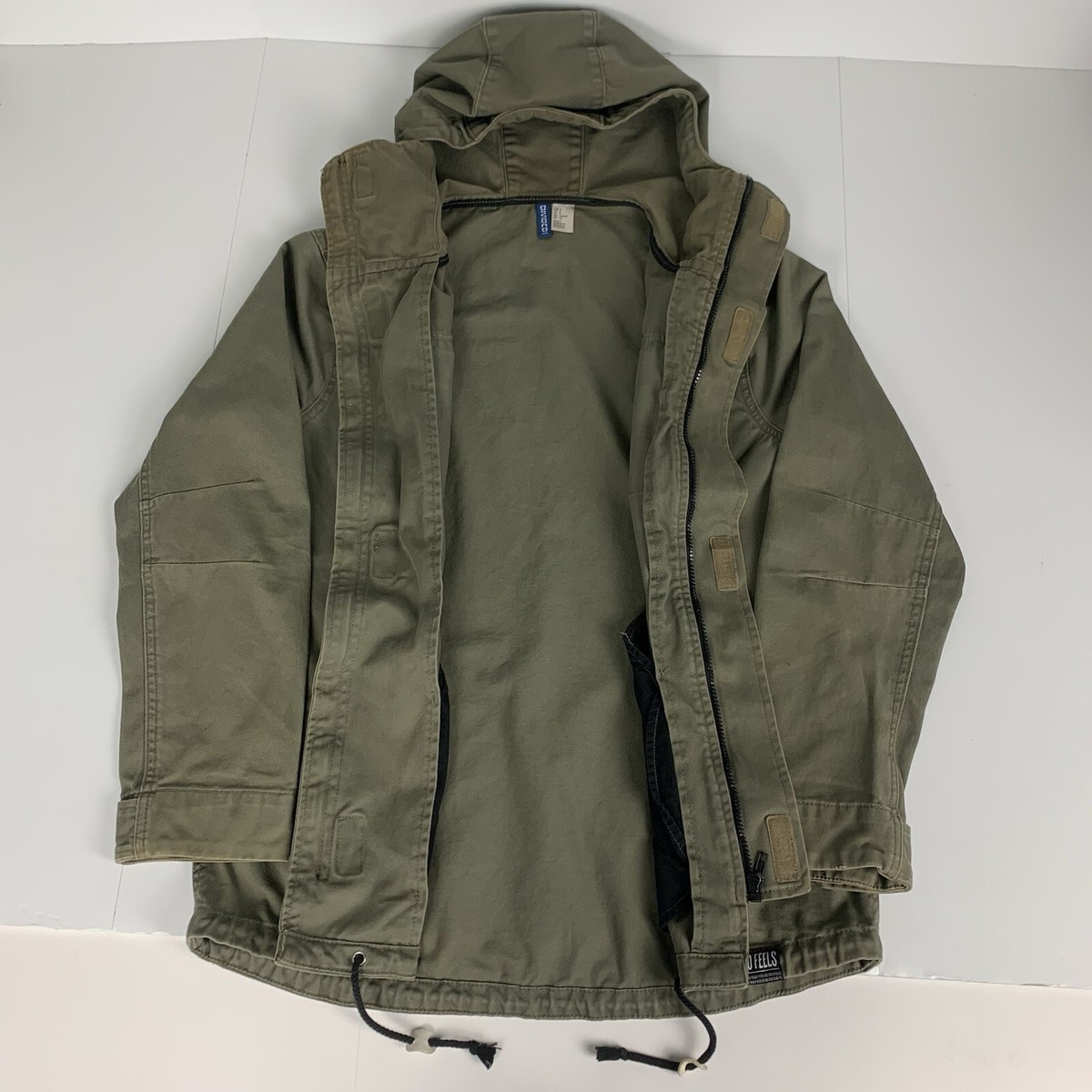 Army Green Utility Jacket Divided By H&M Hooded Coat Womens Size