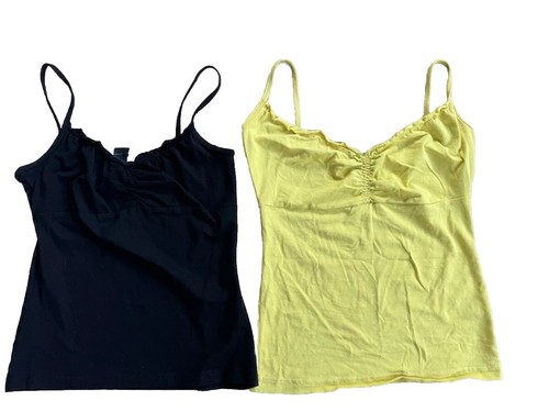 H&M LOT 2 NEW NWT Black White Yellow Juniors Tank Strap Top Tops Sz XS X- SMALL