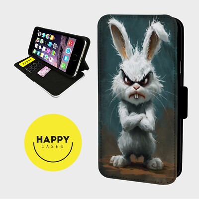 LUSTIGE ANGRY RABBIT - Kunstleder Klapp Handy Hülle Cover - iPhone/Samsung