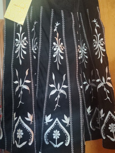 Embroidered A-Line Skirt Black, White Size 18W From QVC Lined Zip NWT