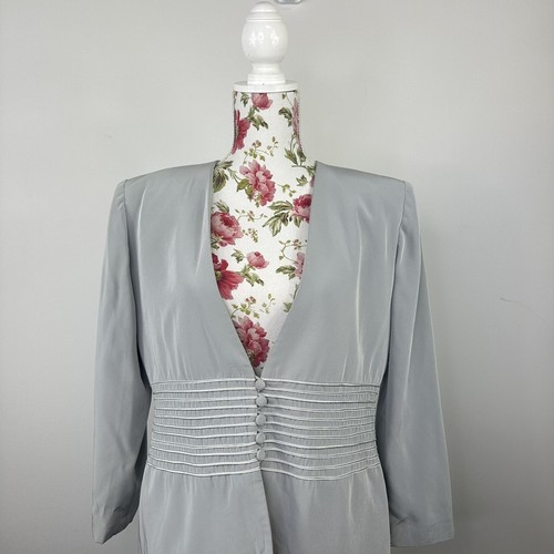Vintage Teena Varigos jacket women's designer grey 80s long sleeves Size 14 - Picture 2 of 11