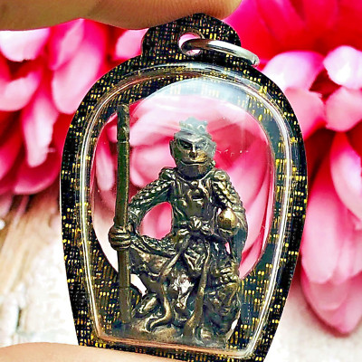 Monkey King Sitting SunWukong Gambling Money Win Lp Key Be2553 Thai Amulet 16749