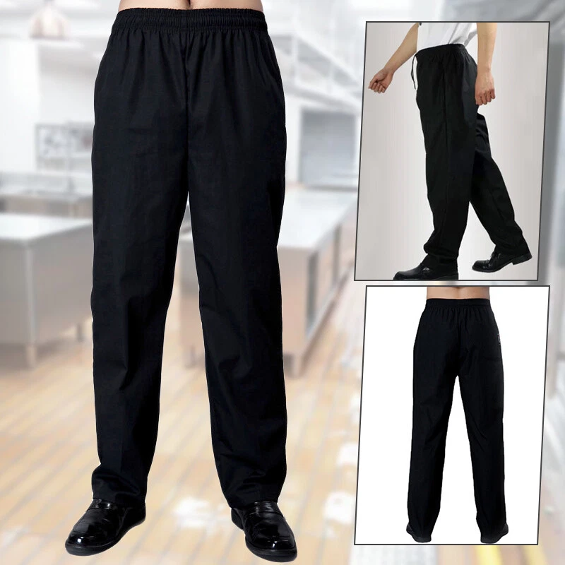 Men Chef Work Pants Kitchen Baggy Trouser Restaurant Elastic Waist Uniform Pants - Image 2 of 4