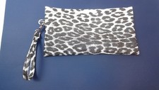 Cheetah Leopard Paw Print White/Black Clutch Purse Bag 10-1/2 x5-3/4,MADE IN USA