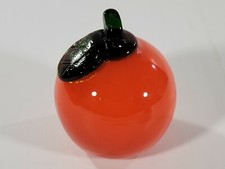 Vintage Murano Style Hand Made Art Blown Glass Fruit Smooth Orange 3.5"x3.5"