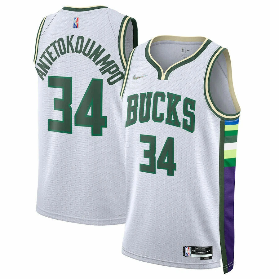 Nike Men's 2022-23 City Edition Milwaukee Bucks Giannis Antetokounmpo #34  Royal Dri-FIT Swingman Jersey