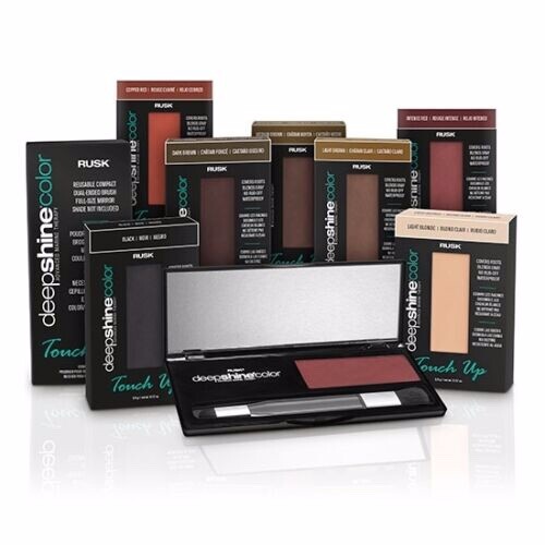 RUSK DEEP SHINE COLOR ROOT TOUCH UP POWDER W/ MIRRORED COMPACT & Brush