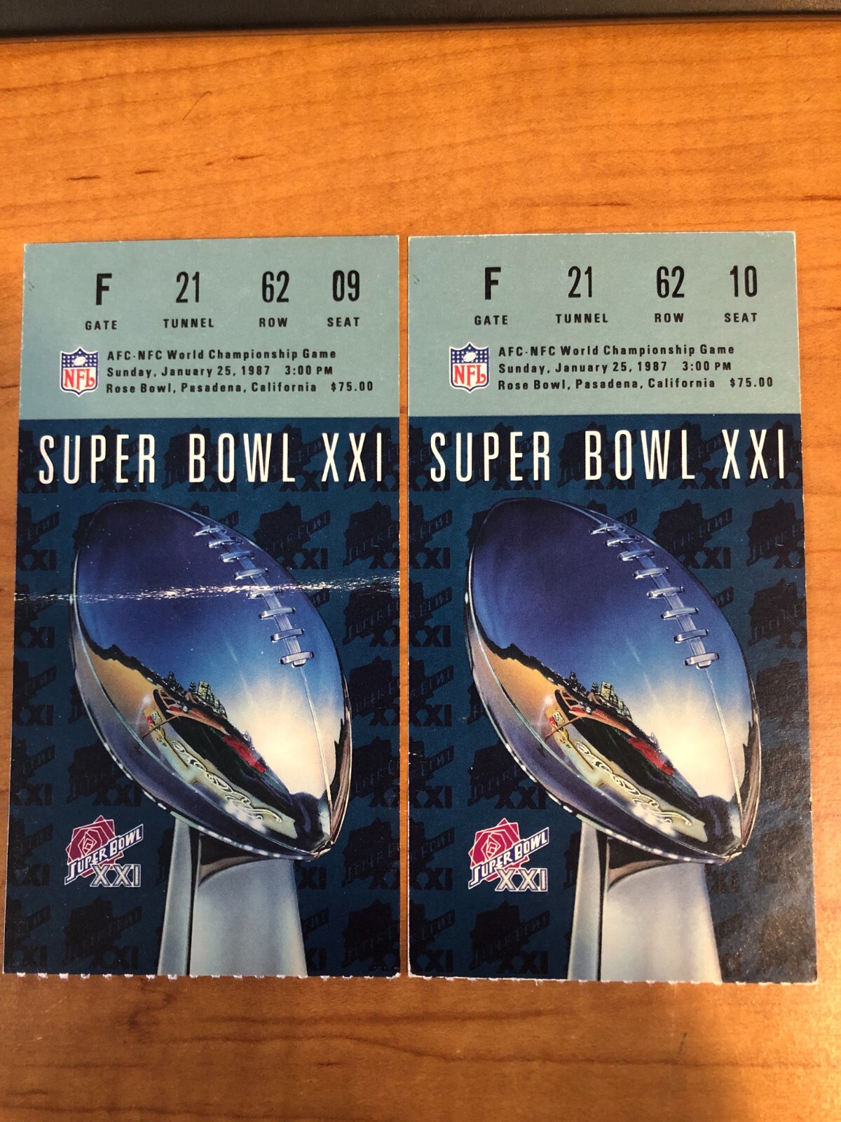 2 Super Bowl Ticket Stubs Super Bowl XXI 1/25/1987 eBay