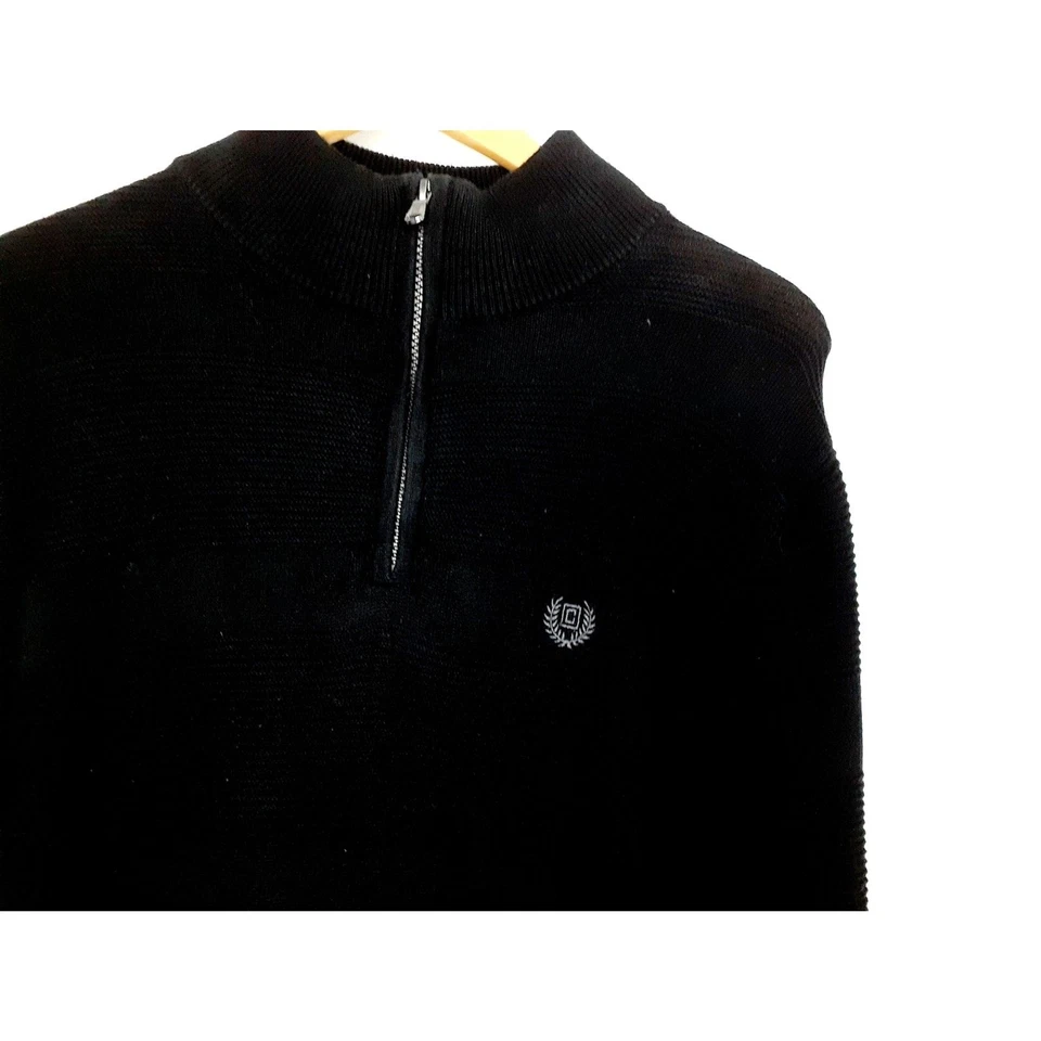 CHAPS 100% Algodón Cuarto Cremallera Tejido Texturizado LS Cuello Sin Mock Unisex Henley Suéter S/P Foto 3 de 4