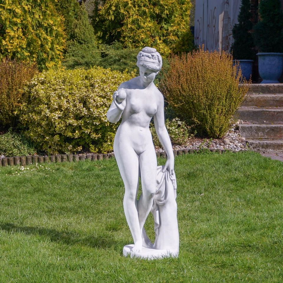 GARTENDEKOPARADIES.DE Venere di Canova con mela statua in pietra 119 cm 76 kg grigio cemento antigelo