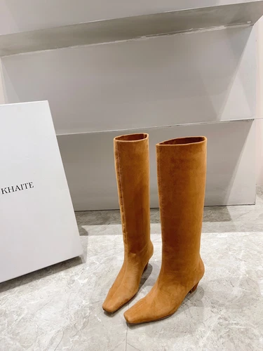 KHAITE Low Heel Square Head Leder Damen Stiefel, High Heel Kurz / Lang Stiefel - Bild 20 von 28