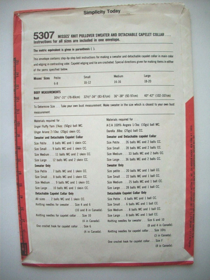 Pullover sweater and scallop collar knitting pattern 5307 size 6-20 - Image 2 of 2