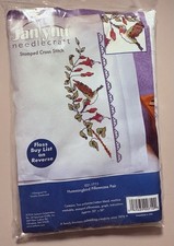 Janlynn Stamped Cross Stitch Pillowcase Pair 20"X30"-Hummingbird