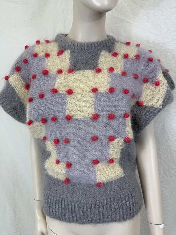 Vintage Susie Lee Mohair and Wool  Short Sleeve Sweater Vest Tank S - Image 2 of 4