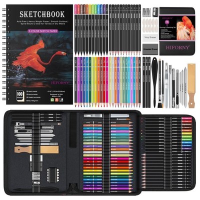 Beginner Artist Drawing Set - 176 Pc Sketching Kit with Sketchbook
