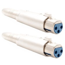 2 Pcs XLR 3-Pin Female to 6.35mm 1/4" Stereo Female Microphone Adapter Connector