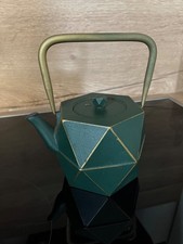 Japanische Teekanne Gusseisen Grün Gold Diamant Teekessel 0,9L Wasserkocher