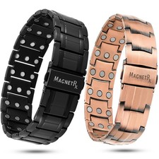 MagnetRX 3x Magnetic Bracelets Premium Fold over Clasp Adjustable For Men