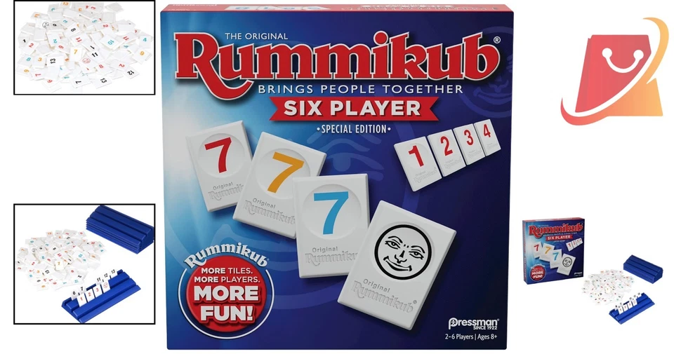 Rummikub Game Six Player Edition Rummy Tile Set with Extra Racks for 2-6 Players - Image 2 of 4