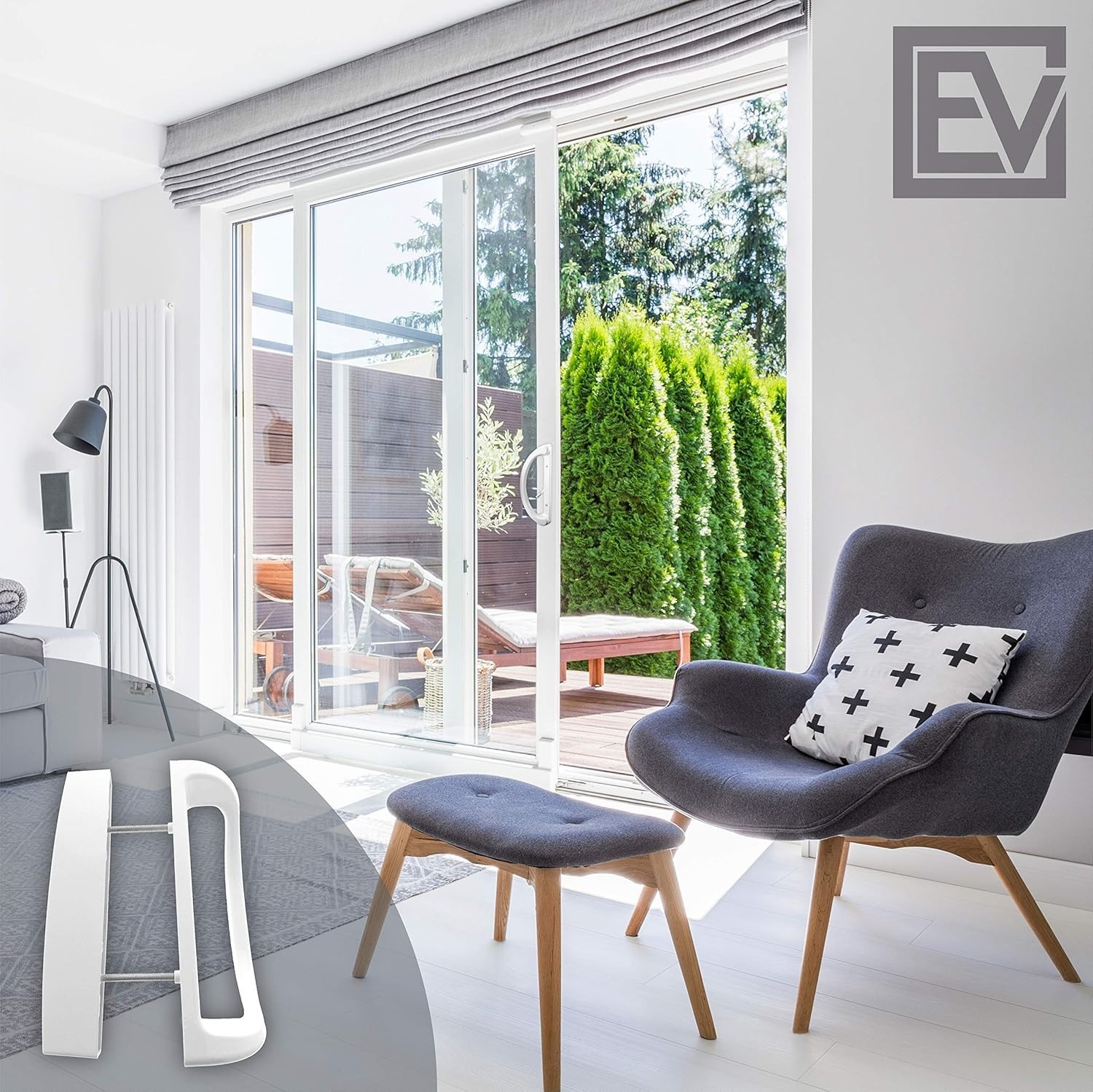 White Diecast Patio Door Handle & Lock Set - Easy Install & Reversible Fit