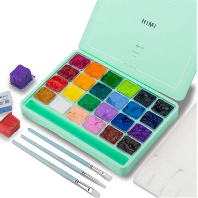Gouache Farben 24er Set 30 ml Tragbares Set mit Pinseln