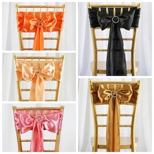 10 New SATIN Chair Sash BOWS Ties Wedding Bridal Party Supplies Decorations SALE
