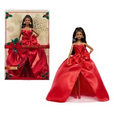 Barbie Signature 2026 Holiday Barbie Fashion Doll, Black Hair with Red Gown WLM