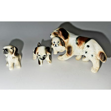Setter inglese vintage anni 60 cani miniatura osso Cina Giappone mamma con cuccioli