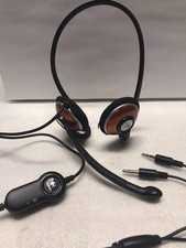 LOGITECH H230 Stereo Headset Neckband - Orange - dual 3.5mm plugs tested/working