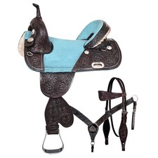 HILASON Western Horse Treeless Trail Barrel American Lather Saddle  for Horses