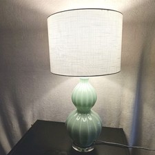 JONATHAN Y Seafoam Green Faye 28" Glass LED Table Lamp MCM Style