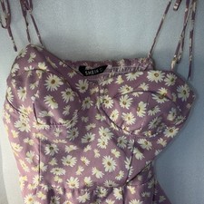 SheIn Dress Women S Small Pink Floral Fitted Sleeveless Tie Straps Casual