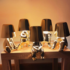 Rare Set of 5 Gold Designer Style Table Lamps XL – Statement Modern Decor