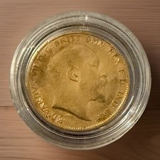 1903 Solid 22ct Carat Gold Half Sovereign Coin
